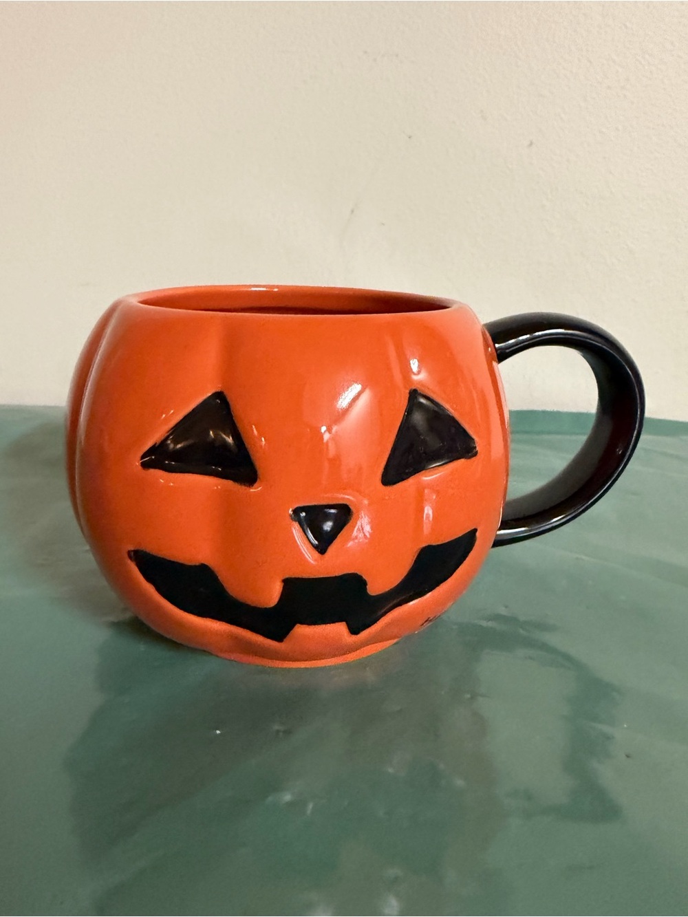Large Pumpkin Shaped Hand Painted Mug